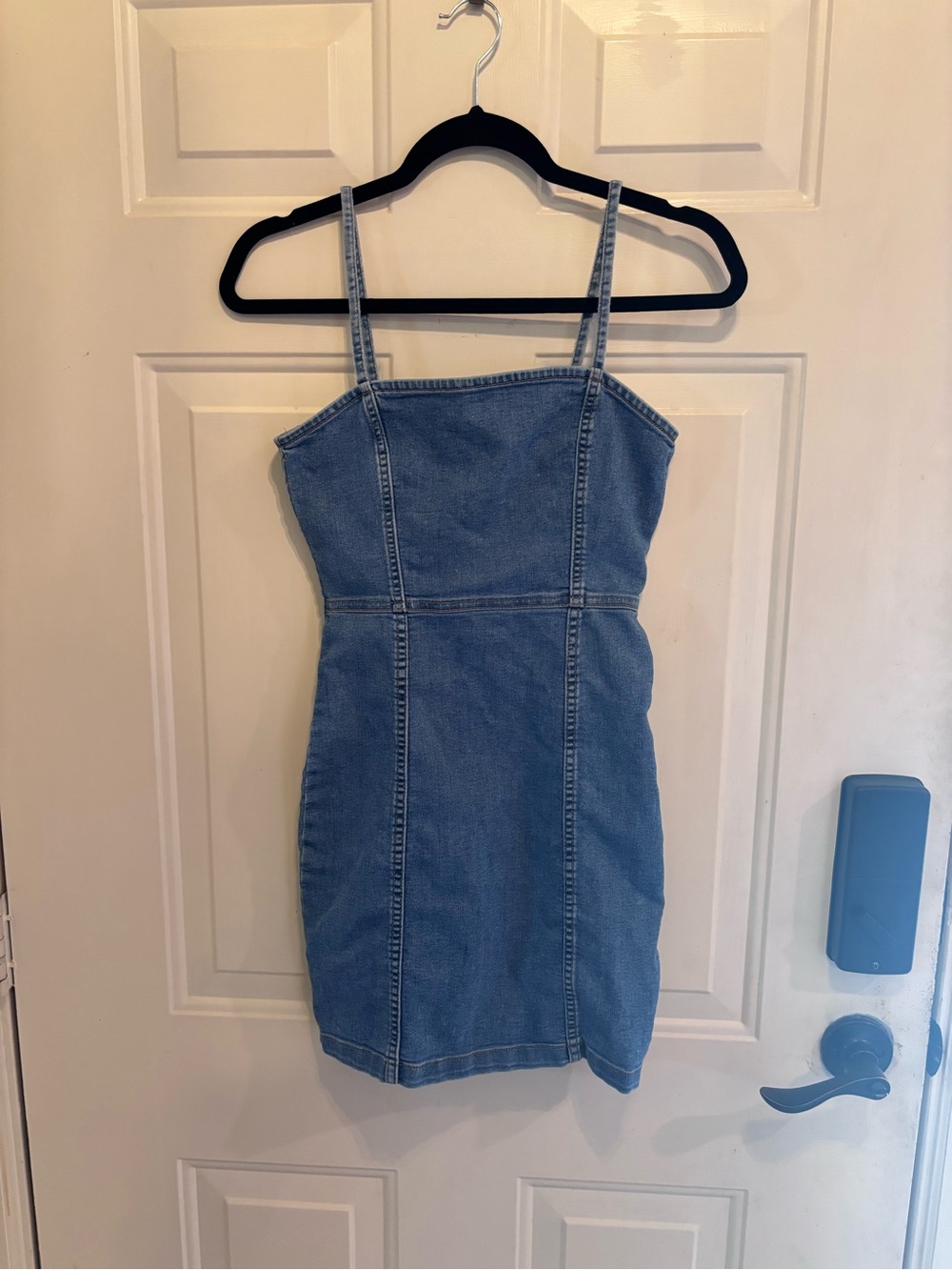 H&M Blue Denim Mini Dress with Spaghetti Straps - Picture 5 of 5